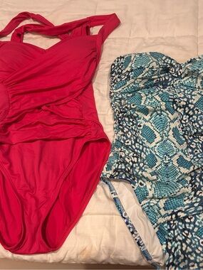 Bundle of Women’s One-Piece Swimsuits  Tankinis - Hot Pink , Blues , Black